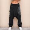 Men's Casual Elastic Waist Baggy Trousers Long Pants Harem Boho Low Rise Drop Crotch Retro Loose Print Trouser Men Clothing