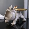 French Bulldog Figurine Key Storage Tray Big Mouth Sunglasses Dog Resin Statue Jewelry Trinket Keys Container Box Animal Desktop Decoration Ornament