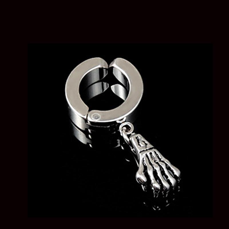 Серьги Simplicity, клипса для ушей в виде геккона, 1 шт., панк, без проколотых ушей, серьги-гвоздики для мужчин и женщин, рука призрака, титановая сталь, серебристо-черная железная башня