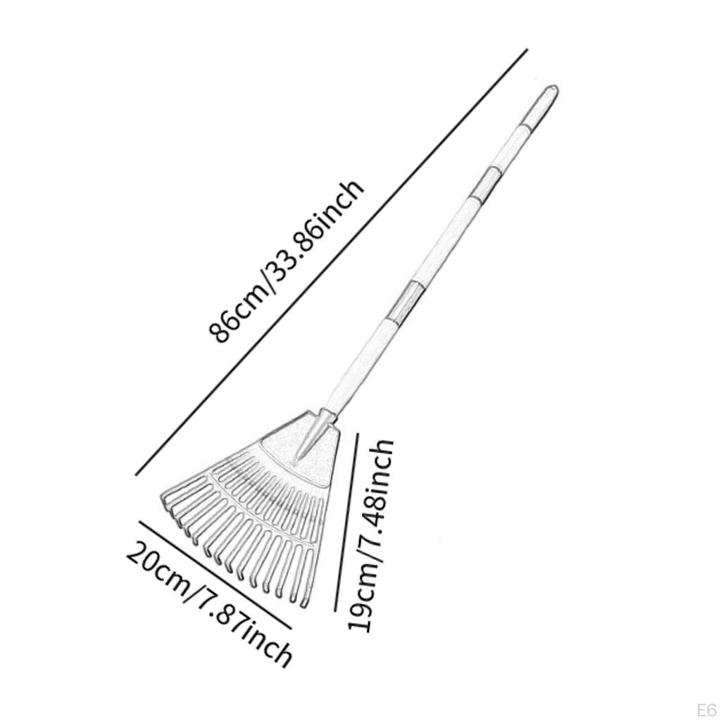 14 Garden Rake Steel Tool with Wood Handle for Kids Yard