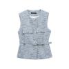 Kaslead New Arrival Women's Fashion Style with Belt Metallic Thread Texture Vest 2132116