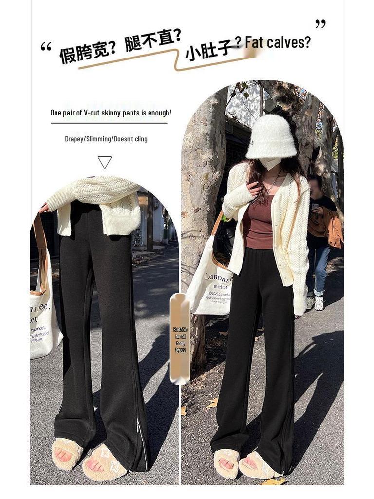 Женские утягивающие брюки для йоги с высокой посадкой и микроклешем, на флисовой подкладке, на молнии - Осенне-зимний тренд