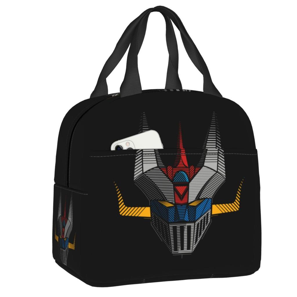 Custom Ufo Robot Grendizer Goldrake Mazinger Z Resuable Lunch Boxes Women Leakproof Thermal Cooler Food Insulated Lunch Bag Work