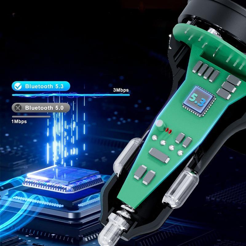 Car FM Transmitter Bluetooth 5.3 Handsfree Wireless Car Kit USB C Car Charger Auto Radio Fm Modulator Mp3 Player Adapter