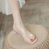 Fashion Transparent Sandals Female 2024 Summer Casual Versatile Slippers High Heels Korean Crystal Heel Temperament Fashion Sandalias
