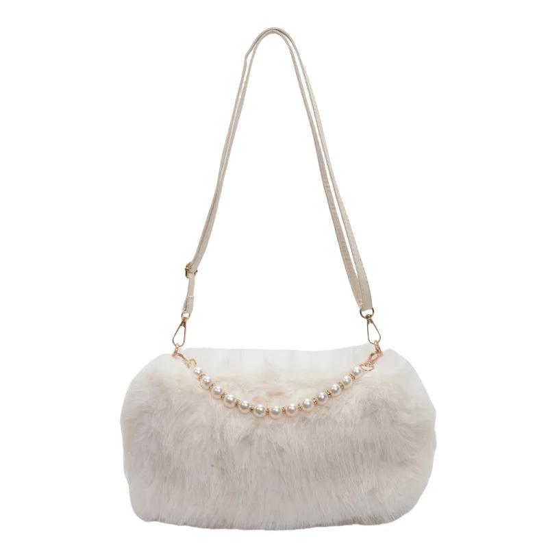 Универсальная иностранная новая модная осенне-зимняя шерстяная женская сумка, плюшевая нишевая повседневная сумка через плечо