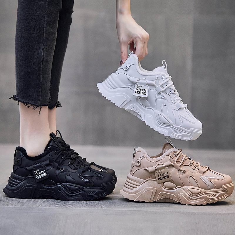 Ins Plus Velvet Dad женские зимние 2024 универсальные корейские студенческие теплые спортивные хлопковые туфли K-9-1