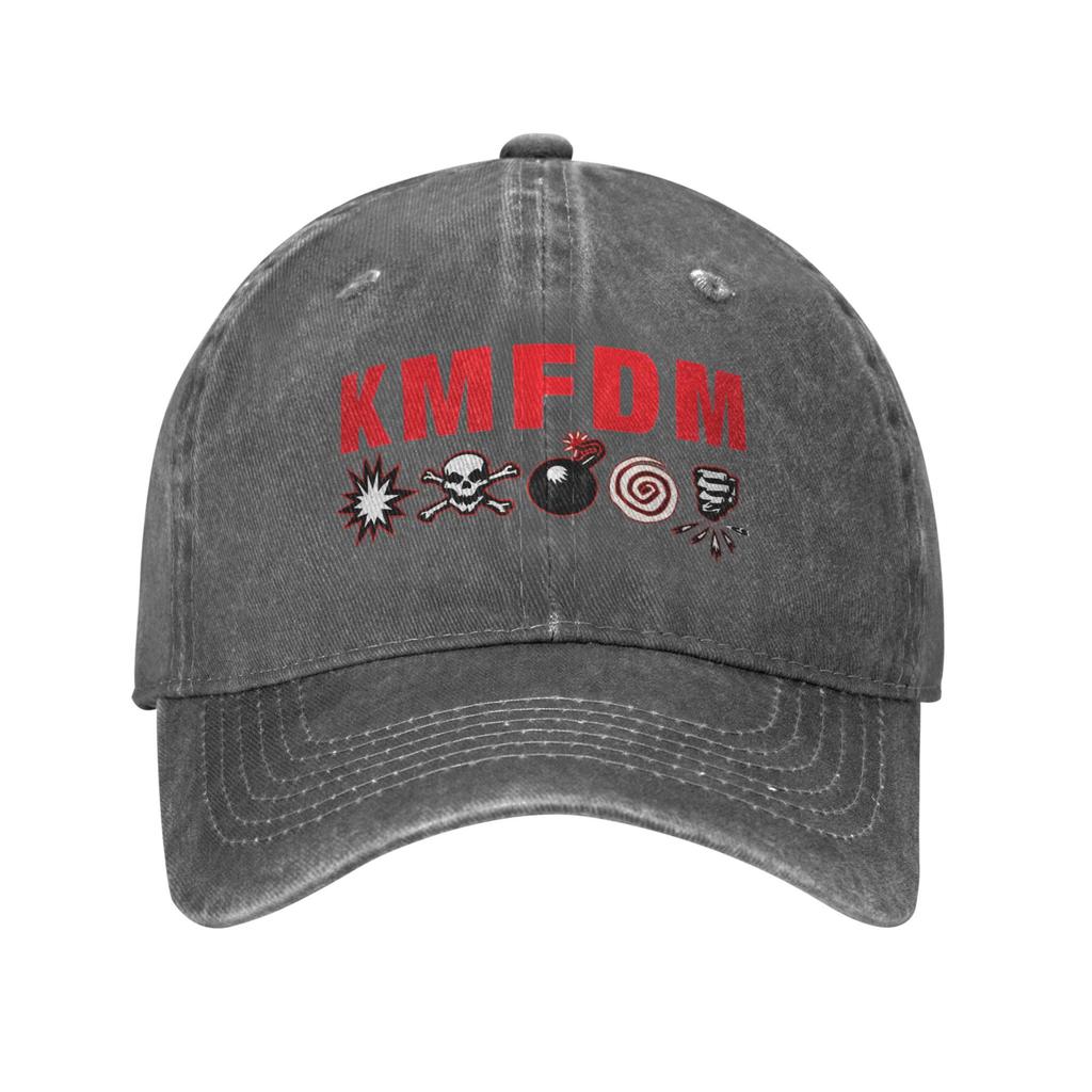 KMFDM Логотип группы Головной убор Бейсболка Унисекс Повседневная Бомба Шапки-бини Шляпа Регулируемая Кепка тракера Кепка с застежкой сзади