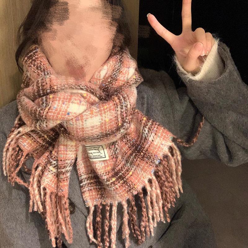 2024 Korean Starry Plaid Scarf - Women's Autumn & Winter Versatile Shawl for Students & Couples, Warm and Stylish.