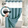 Machine Washable Shower Curtain No Hook Curtain, Waterproof with Snap-on Liner, for Bathroom Mesh Top, Divider RV Hotel Grade