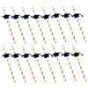 12Pcs Doctor Hat Themed Straws Flexible Paper Drinking Straws Trencher Design Graduation Party Decor Elegant Table Decoration