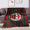 AC Milan Logo on Red-Black Background Patterned flannel blanket perfect for the bedroom living room, sofa, or a little nap