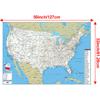 English Map USA Map Road Map,for Classroom,Student Room&Home Decor,Wall Decor,Travel Supplies