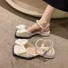 Versatile Bow Sandals Summer Retro New Year Mary Jane Small Leather Shoes Wholesale Fashion Thick Heel Bag Head Women Non-slip