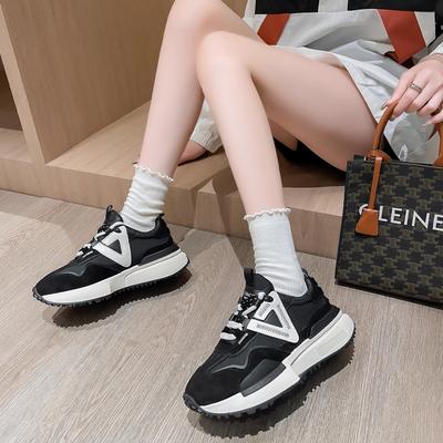 Нишевый дизайн, толстая подошва, увеличивающая рост, сочетание цветов, женская обувь высокой ценности, осенняя спортивная и повседневная обувь