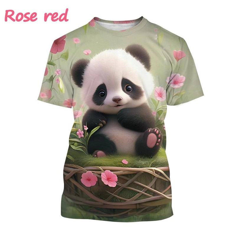 Летние футболки унисекс с круглым вырезом и 3D принтом мультяшного животного панды, модные повседневные футболки с коротким рукавом для мужчин и женщин