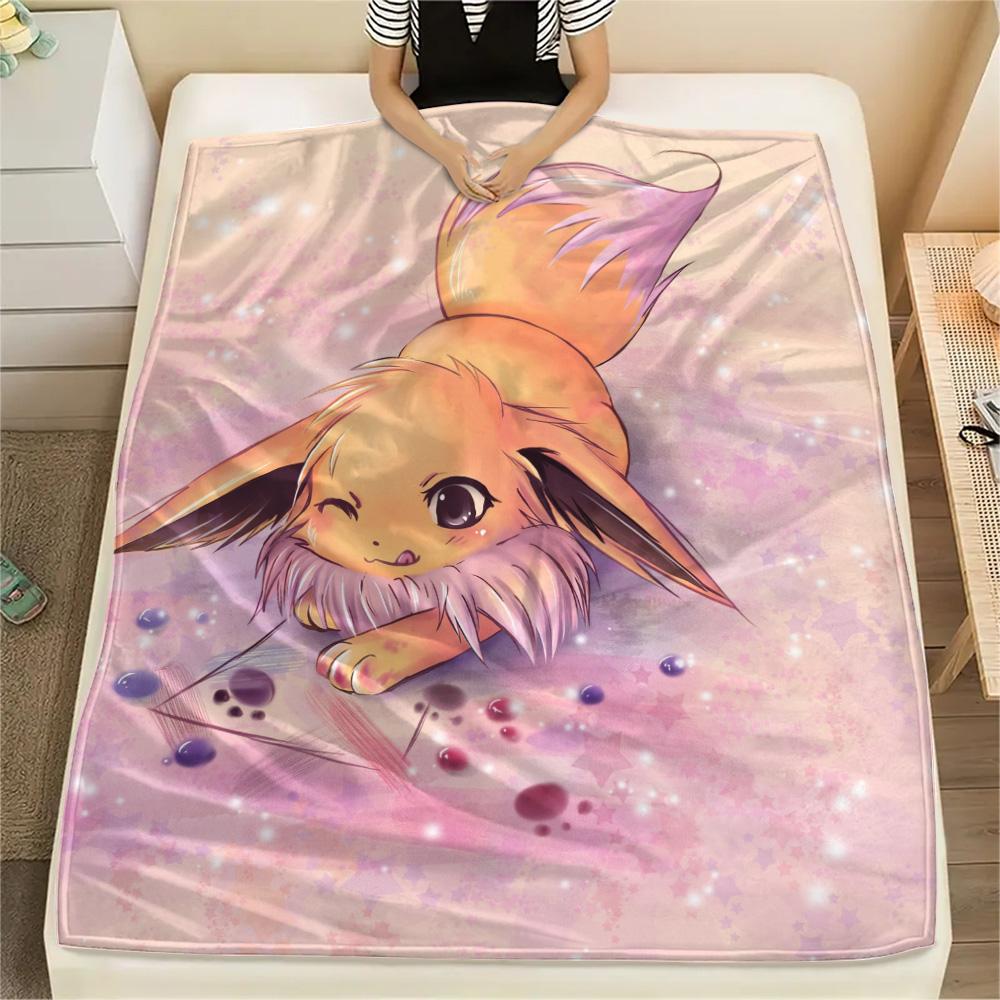 Eevee Print Flannel Blanket, High quality Comfortable for All Seasons, Home Decor, Warmth and Comfort