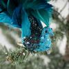 Christmas Tree Pendant Simulation Three-dimensional Feather Peacock DIY Accessory with Open Screen Blue and White Peacock Christmas Gift Set