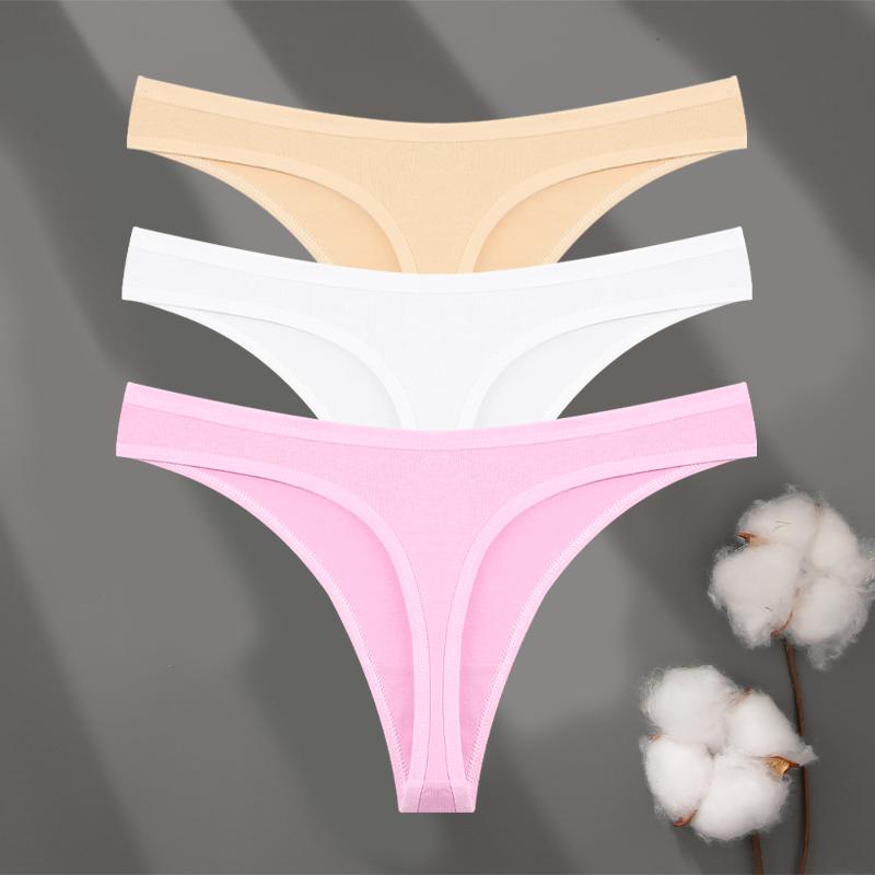 3Pcs/set Cotton Seamless Panties Comfort Underwear for Women Low Waist Breathable Thongs Sexy Solid Sport G-String Soft Lingerie