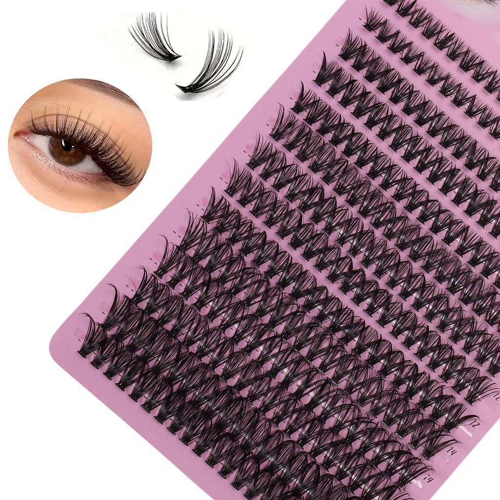 Eyelash 14 Rows Mixed Length (8-16mm) -3D Russian Volume, Reusable DIY Cluster Extension, Suitable for Beginners, Ultra Thin 0.05mm