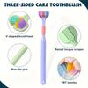 4 шт. мягкая щетина 3-сторонняя зубная щетка бережная очистка взрослых зубов щетка для полного ухода за деснами аутизм сенсорный дизайн инструмент для здоровья полости рта