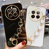 Realme12 Realme13 Realme14 Роскошный чехол-цепочка с сердечком и покрытием для Oppo Realme 14 13 12 Pro Plus Мягкая задняя крышка