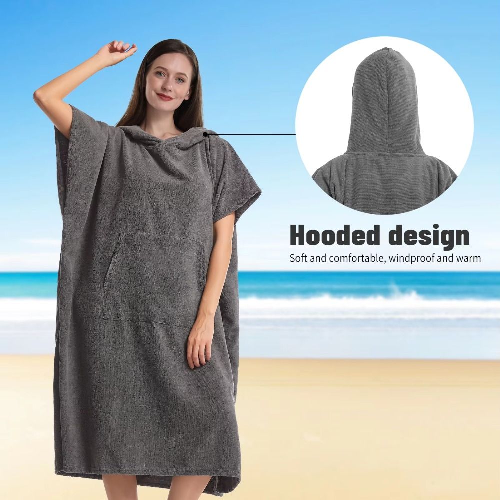 Bathrobe Microfiber Surf Poncho Towel Hooded Thick Beach Robe Soft Extra Large Changing Poncho Beach