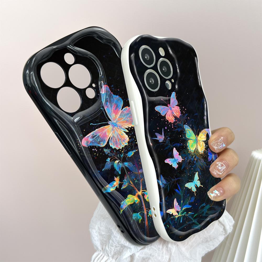 Для Honor 90 Lite P30 Pro Infinix Hot 30 40 40i 40 Pro Smart 8 Pro Vivo V29e V30e Мечтательный красочные бабочки волнистый край мягкий силиконовый чехол для телефона