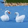 2PCS/Set Crafts Statue Micro Landscape Goose Model Swan Figurine Home Decor Miniature Animal