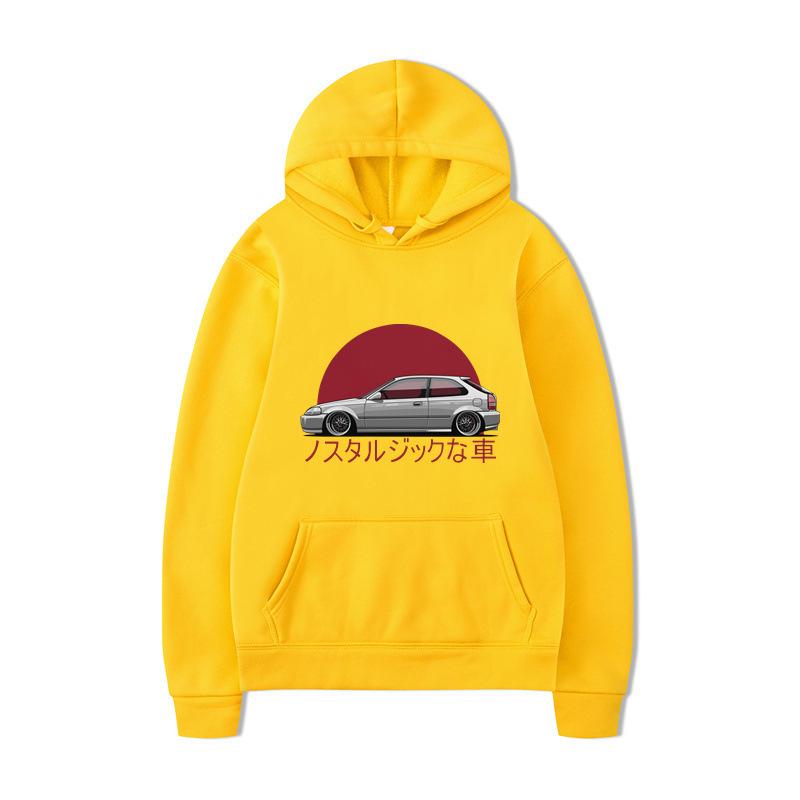 Independence Station Autumn And Winter Car Printing Hooded Sweater Men'S And Women'S Loose Couple Top