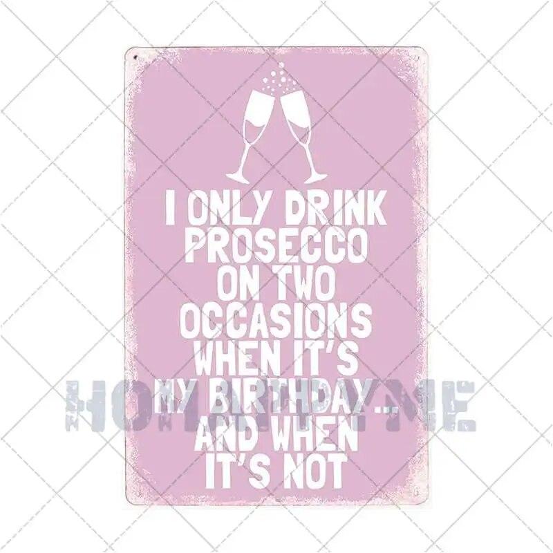 Prosecco O'Clock Metal Tin Signs Plates Cocktails Vintage Plaque Posters Pub Bar Art Wall Decoration Retro Home Decor 20x30cm
