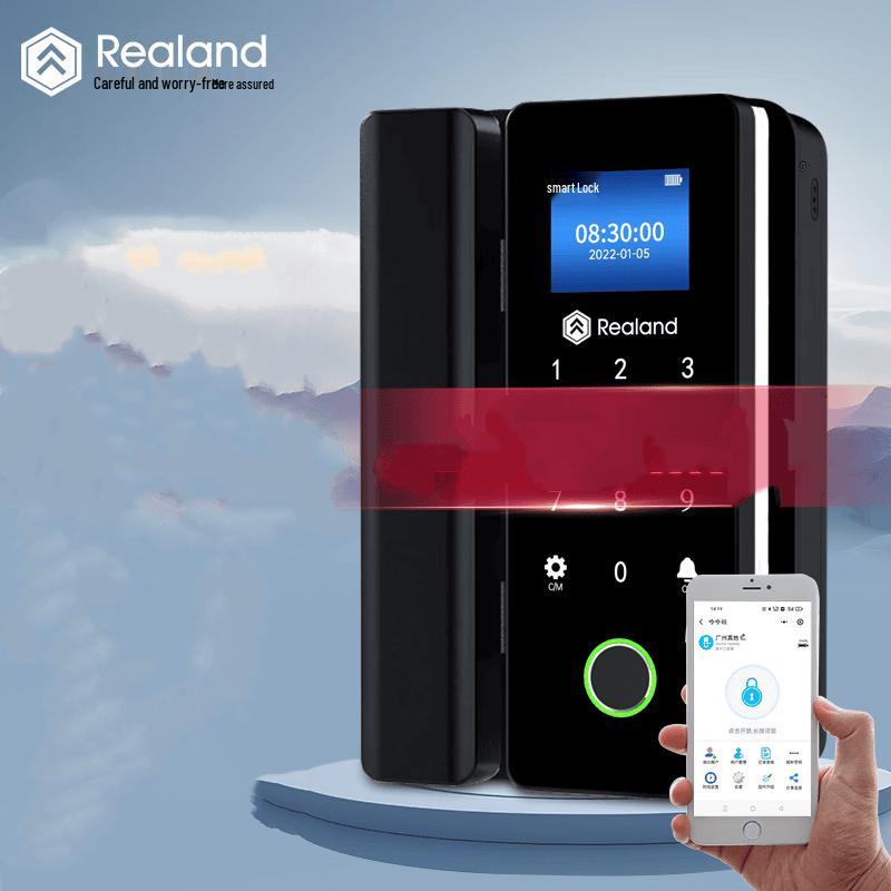 Умный замок для стеклянной двери Realand с отпечатком пальца и Bluetooth, штекер CN (адаптер в комплекте)