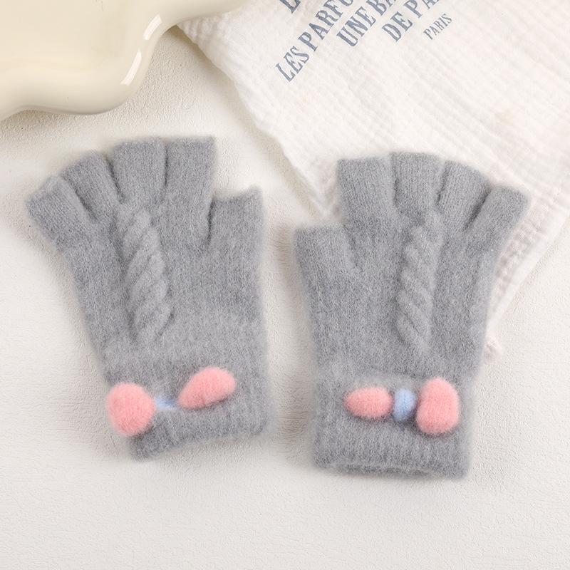 Детские плюшевые митенки с бантиком в корейском стиле - Теплые и милые для осени/зимы