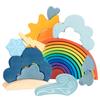 Montessori Rainbow Kids Wooden Toys Weather Cloud Rain Sun Lightning Wind Building Block Scene Building Sensory Play Kids Toys
