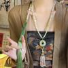 Модные длинные бусирные necklaces с кисточками в китайском стиле, этнические necklaces для Hanfu и Cheongsam, аксессуары, ретро-украшения для женщин