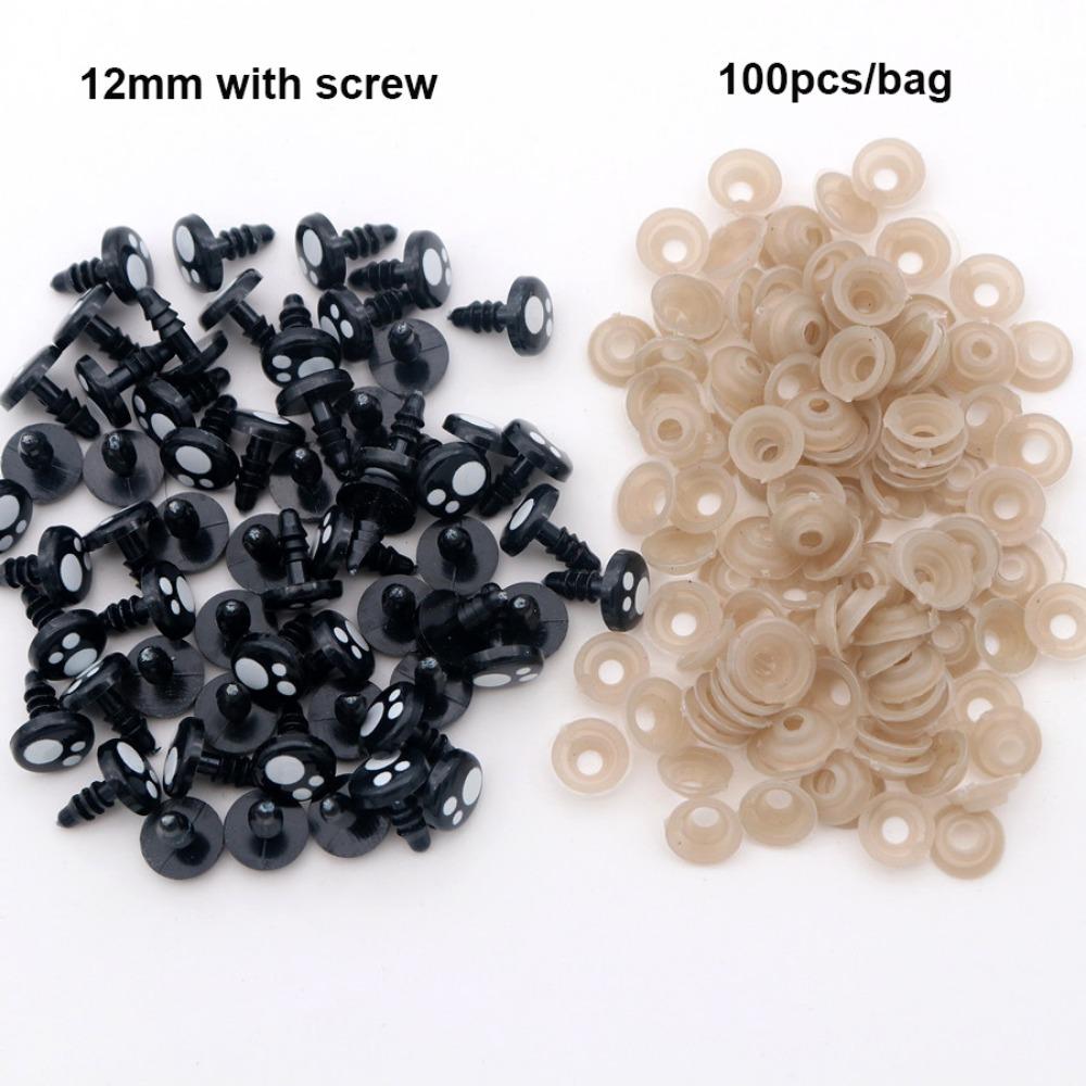 100pcs 8-16mm Flat Circle Bear Foot Eyes 2Styles Animal Puppet Crafts For White Bear Doll