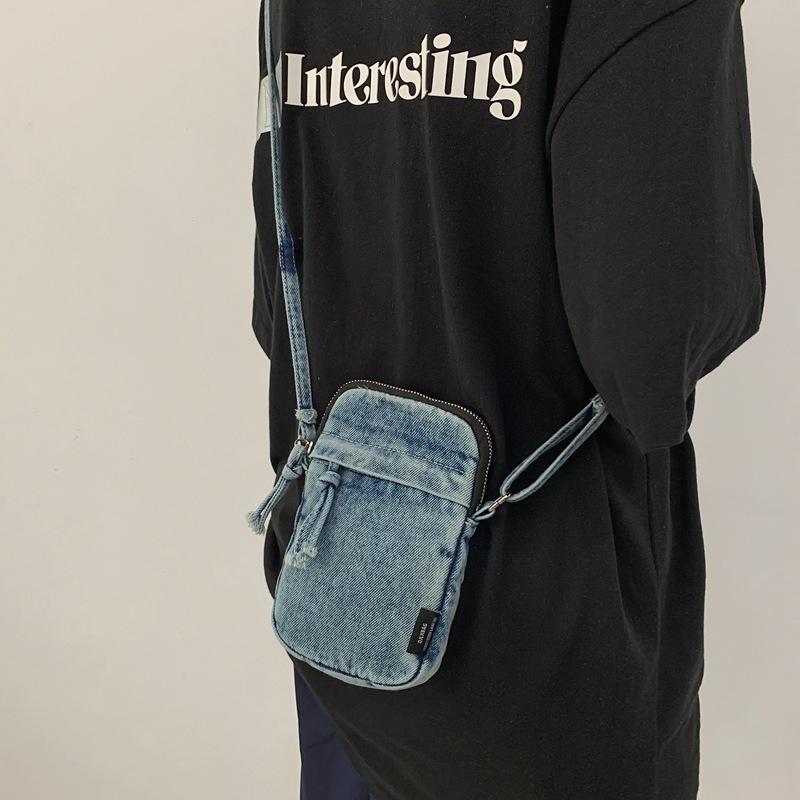 Crossbody Bag Female Student Mobile Phone Bag Denim Bag Light Small Bag Commuter Shoulder Bag Small Square Bag Men