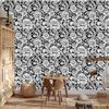 Wallpaper Black and white flowers gray, light gray and graphite 50x1000