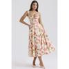 Summer Sexy Backless Slim-fit Suspender Dress Holiday Style Floral Slit Mid-length Skirt