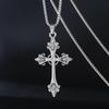 Retro Diamond Cross Pendant Necklace - European & American Inspired, Korean Cool Style