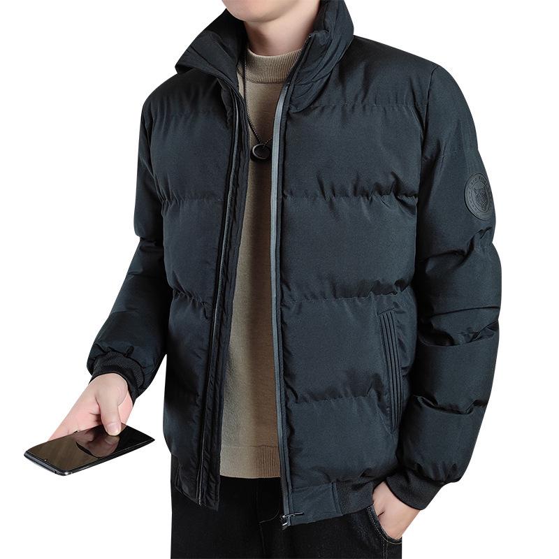 Brand Men's Thick Warm Down Cotton Jacket - Autumn/Winter Casual Stand Collar, Slim Fit.