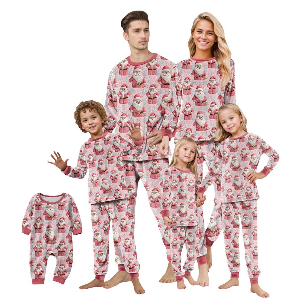Matching Family Christmas Print Flannel Homewear Set Long-Sleeve Top And Pants