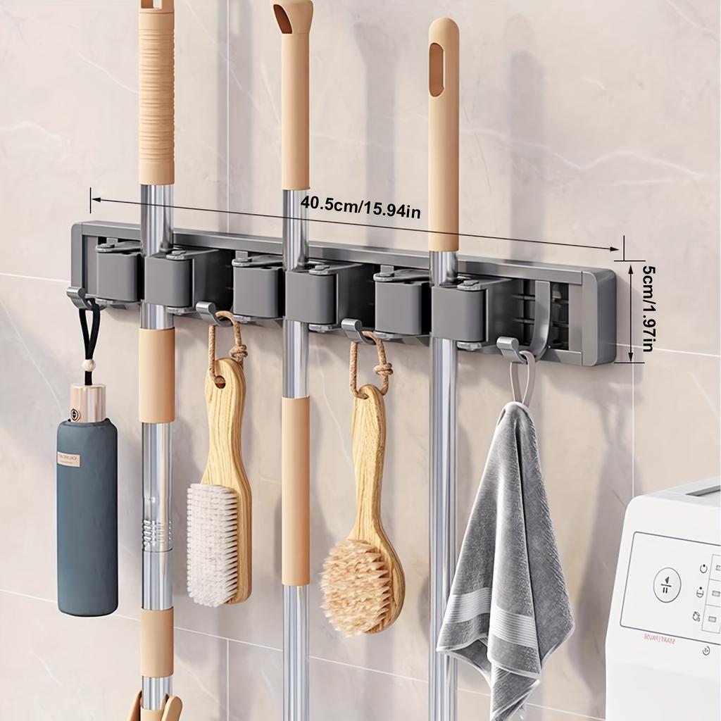 Сверхпрочный металлический держатель для швабры и веника с регулируемым подвесным крючком, органайзер для хранения в ванной, зажим для швабры, держатель для веника, компактный органайзер для дома