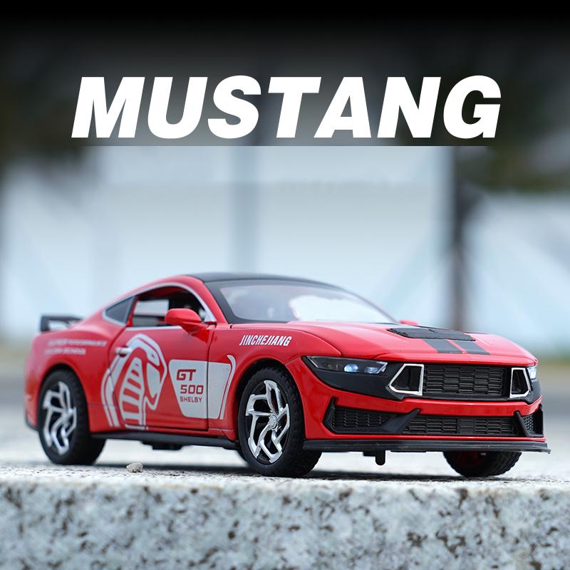 1/32 Mustang GT500 Металлическая литая модель автомобиля Сила возврата Вперед Звук и свет Детская игрушечная машинка Подарок для мальчика