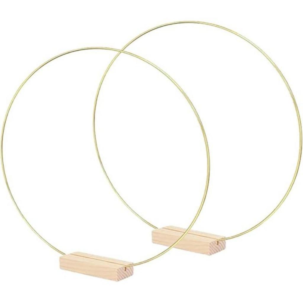 2 шт. Цветочный обруч, центральный элемент, металлический ловец снов, золотое макраме, венок, кольцо с деревянными подставками, держатели для свадьбы, дня рождения, украшения дома, сделай сам, поделки