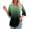 Women's 3/4 Bell Sleeve Tops O-Neck Summer Pleated Shirts Trendy Dressy Casual Loose Fit Tunic Blouses