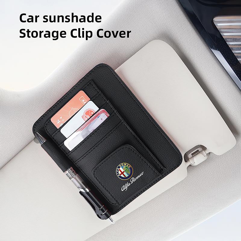 Car Stickers For Alfa Romeo Car Visor Storage Bag ID Card Glasses Organized Clip For Alfa Romeo Giulietta Mito 159 Giulia Stelvi