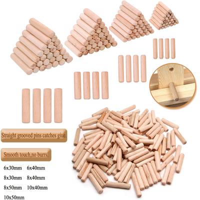 50 шт., комплект дюбелей для деревообработки, круглые рифленые деревянные заглушки, деревянные дюбели, направляющая для сверления, инструмент-локатор