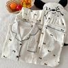 Dachshund polka dot Japanese high-end cloud cotton pajamas women's summer short-sleeved casual loungewear three-piece set