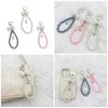 Sweet Keychain with Pearl Bowknot Heart Pendant Keyring Fashionable Wrist Strap Bracelet Bag Charm for Phone Key Purse